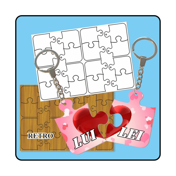 16 PORTACHIAVI IN MDF A FORMA DI PUZZLE PRONTI PER LA SUBLIMAZIONE - PANNELLO cm 17x25 SPESSORE  0,3