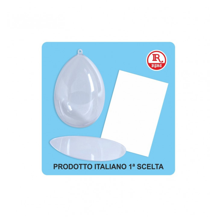 UOVO BOMBATO IN PLASTICA 10,5 x 16 H CON DIVISORIO E CARTONCINO