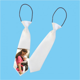 CRAVATTINA BABY BIANCA CON ELASTICO IN POLIESTERE PER SUBLIMAZIONE 27x6,5 cm