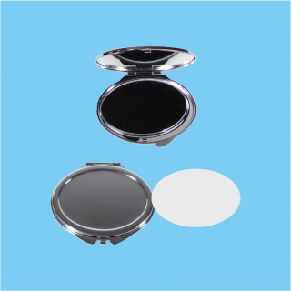 SPECCHIETTO NIKEL OVALE 65x70 CON PULSANTE CARTONCINO PER LA SUBLIMAZIONE 46x60 mm