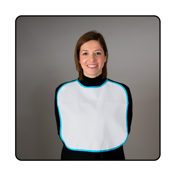 BAVAGLIO BIANCO MAXI SUBLIMABILE 40x38cmBORDO AZZURRO