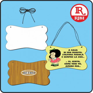TARGA IN MDF CON FORI DA APPENDERE 10x16,9 SPESSORE  0,3 cm