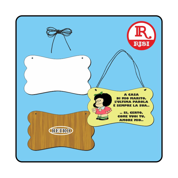 TARGA IN MDF CON FORI DA APPENDERE 10x16,9 SPESSORE  0,3 cm