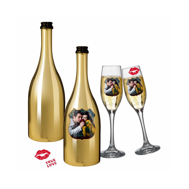 BOTTIGLIA DA SPUMANTE 75ml, peso 800 gr, ORO LUCIDO, PRONTA PER LA SUBLIMAZIONE