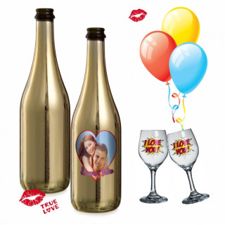 BOTTIGLIA DA VINO 75ml, peso 452 gr, COLOR ORO LUCIDO PRONTA PER LA SUBLIMAZIONE