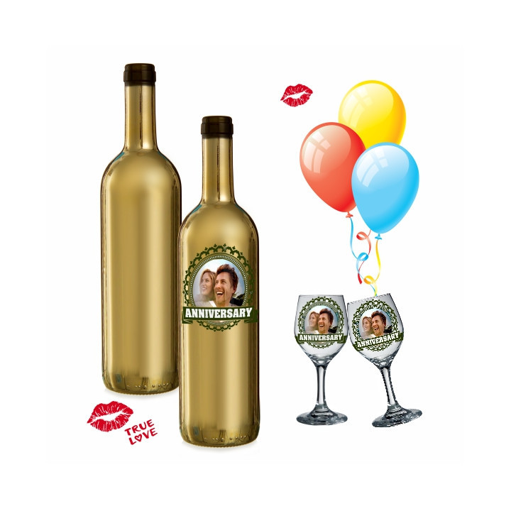 BOTTIGLIA DA VINO 75ml, peso 400 gr COLOR ORO LUCIDO PRONTA PER LA SUBLIMAZIONE (conf. 6 pz)