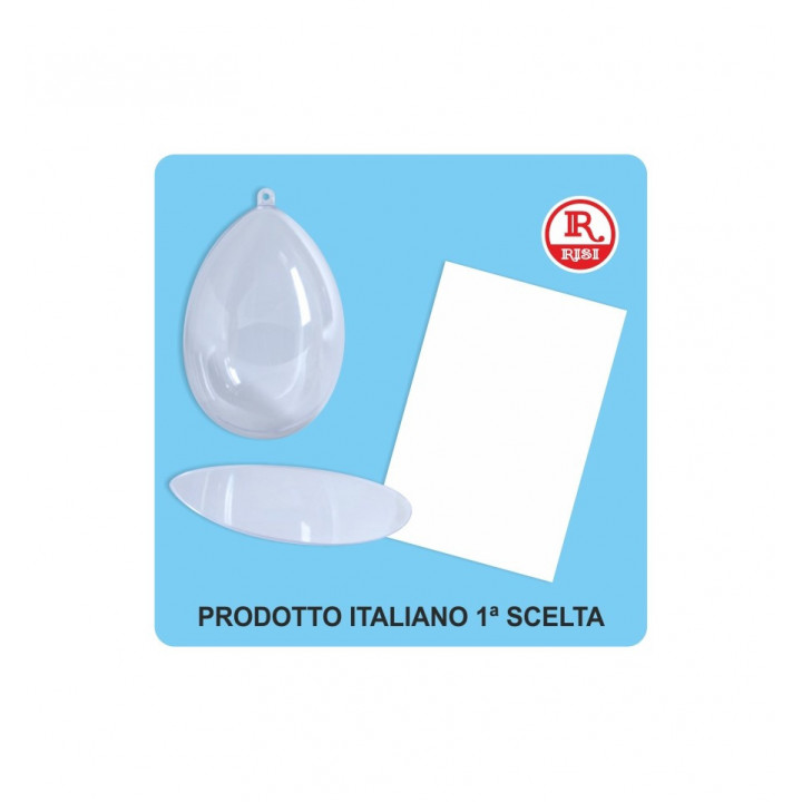 UOVO BOMBATO IN PLASTICA 6,5 x 10 H CON DIVISORIO E CARTONCINO