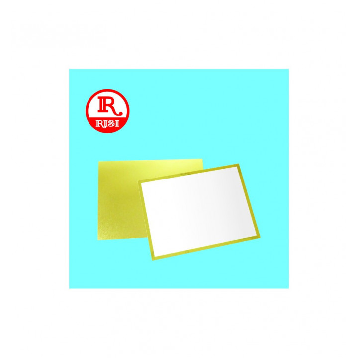 TARGA BIANCA CON BORDI LISCI IN ORO LUCIDO 160x120 SPESSORE  0.55 mm