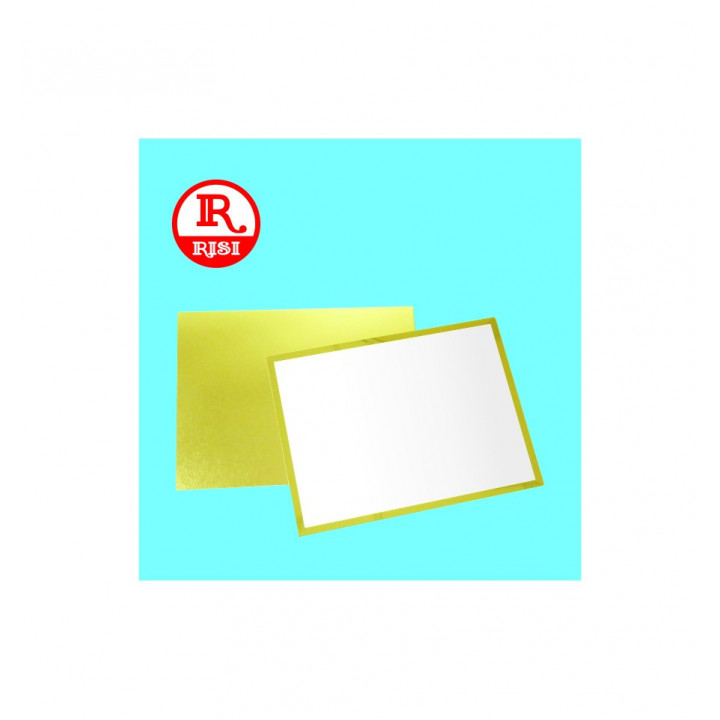 TARGA BIANCA CON BORDI LISCI IN ORO LUCIDO 180x130 SPESSORE  0.55 mm