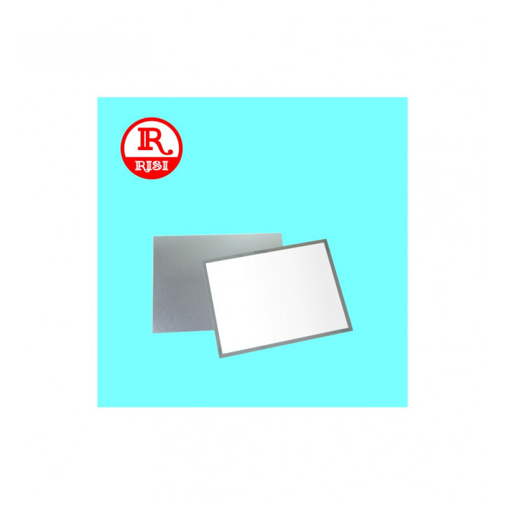 TARGA BIANCA CON BORDI LISCI IN ARGENTO LUCIDO 150x100 SPESSORE  0.55 mm