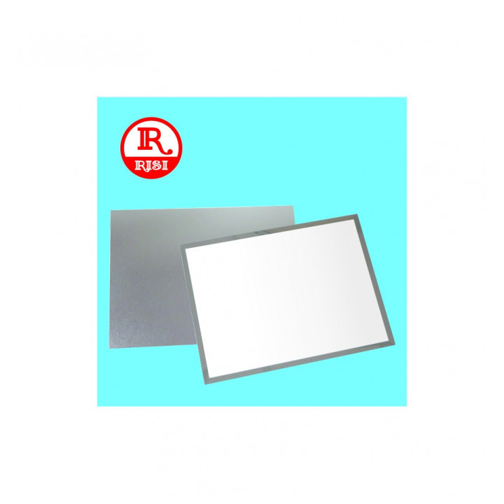 TARGA BIANCA CON BORDI LISCI IN ARGENTO LUCIDO 200x150 SPESSORE  0,55 mm