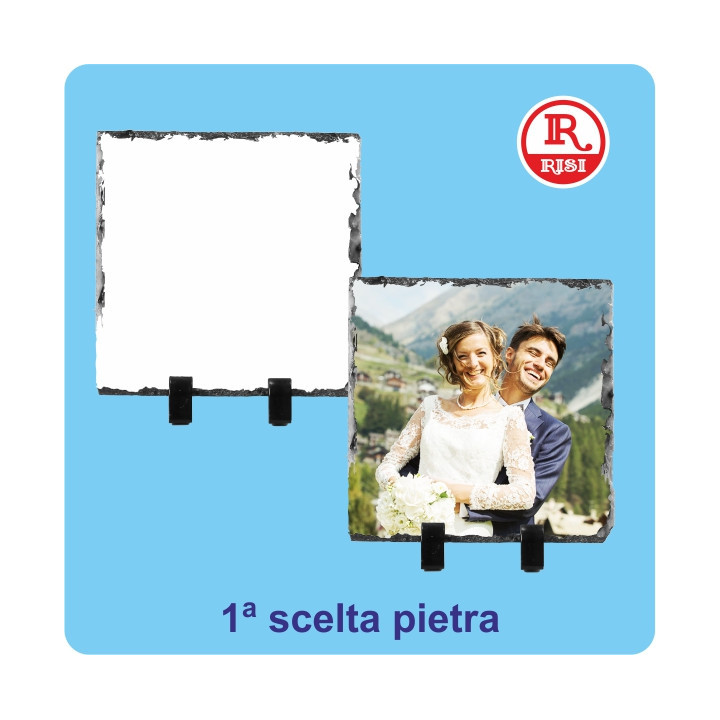 PIETRA QUADRATA 10x10 SPESSORE  0,8 cm CON PIEDINI E SCATOLA, PER LA SUBLIMAZIONE