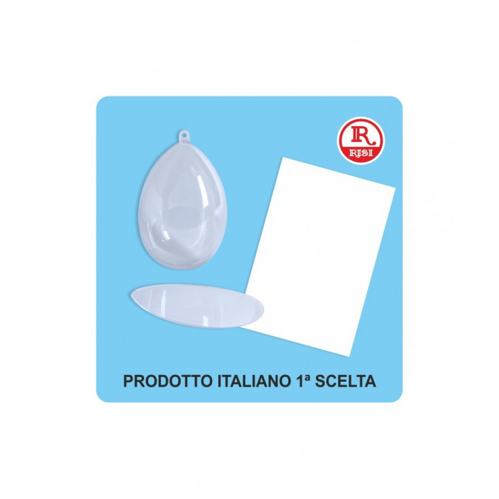 UOVO BOMBATO IN PLASTICA 4 x 6 H  CON DIVISORIO E CARTONCINO