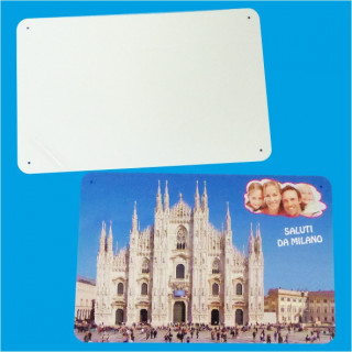 TARGA METALLO LISCIA CON FORI 283x184x0.3 PRONTA PER LA SUBLIMAZIONE