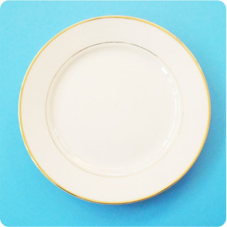 PIATTO IN CERAMICA CON BORDO DORATO Ø20