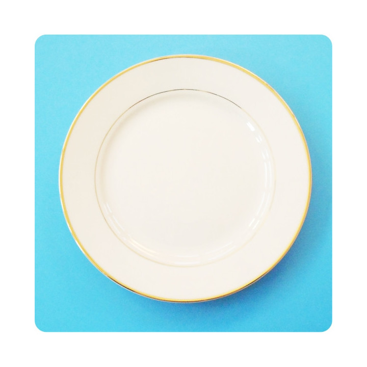 PIATTO IN CERAMICA CON BORDO DORATO Ø20