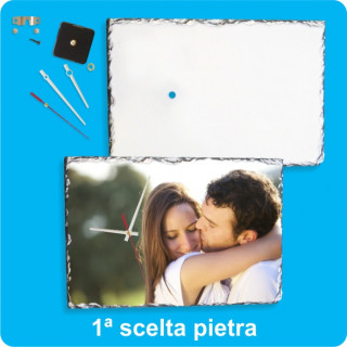 PIETRA SUBLIMABILE CON OROLOGIO 40x25 cm IN SCATOLA CON LANCETTE E MOVIMENTO