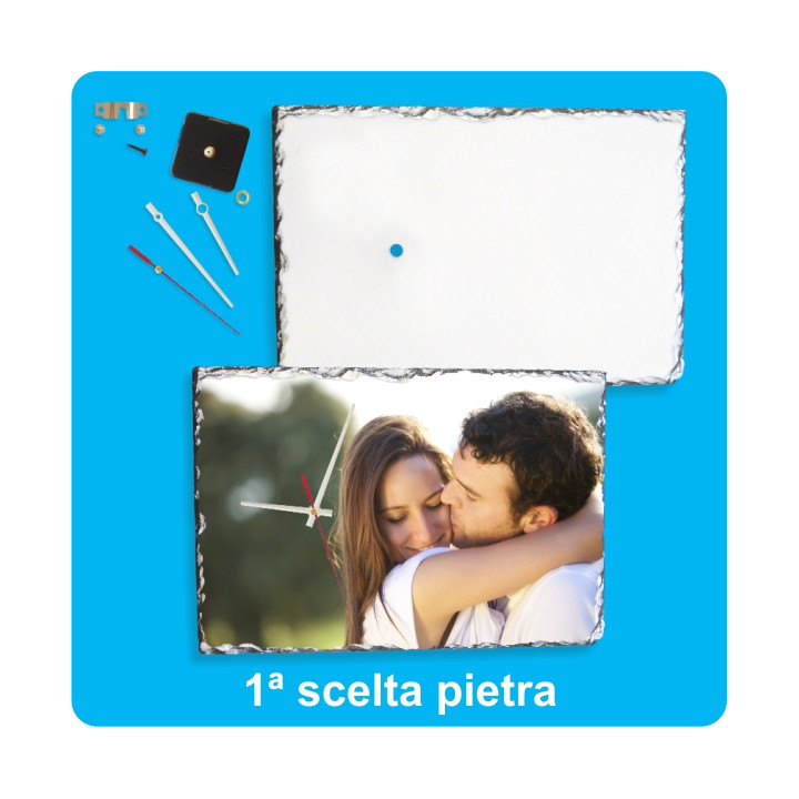 PIETRA SUBLIMABILE CON OROLOGIO 40x25 cm IN SCATOLA CON LANCETTE E MOVIMENTO