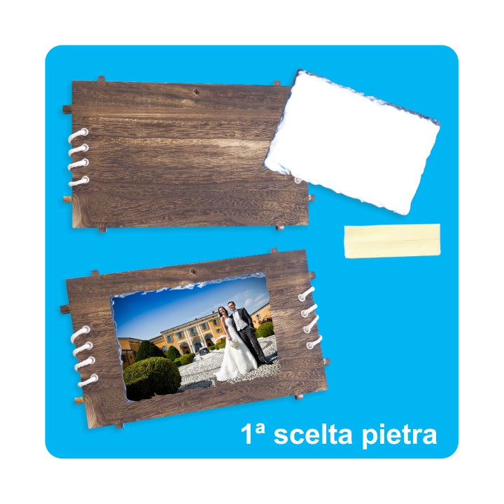 PIETRA SUBLIMABILE CON CORNICE LEGNO 26x18 cm IN SCATOLA