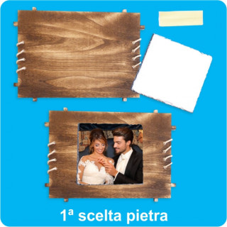 PIETRA SUBLIMABILE CON CORNICE LEGNO 30x28 cm IN SCATOLA
