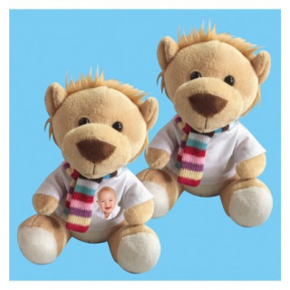 PELUCHE LEONE CON SCIARPA E T-SHIRT DA PERSONALIZZARE