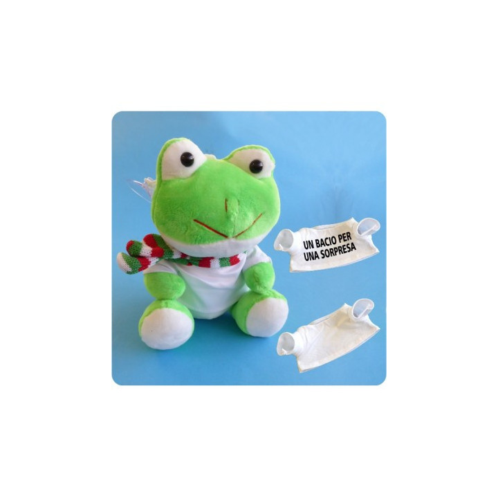 PELUCHE RANA CON SCIARPA E T-SHIRT DA PERSONALIZZARE