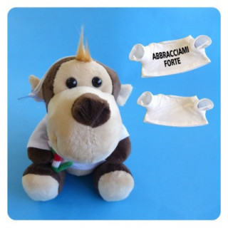 PELUCHE SCIMMIA CON SCIARPA E T-SHIRT DA PERSONALIZZARE
