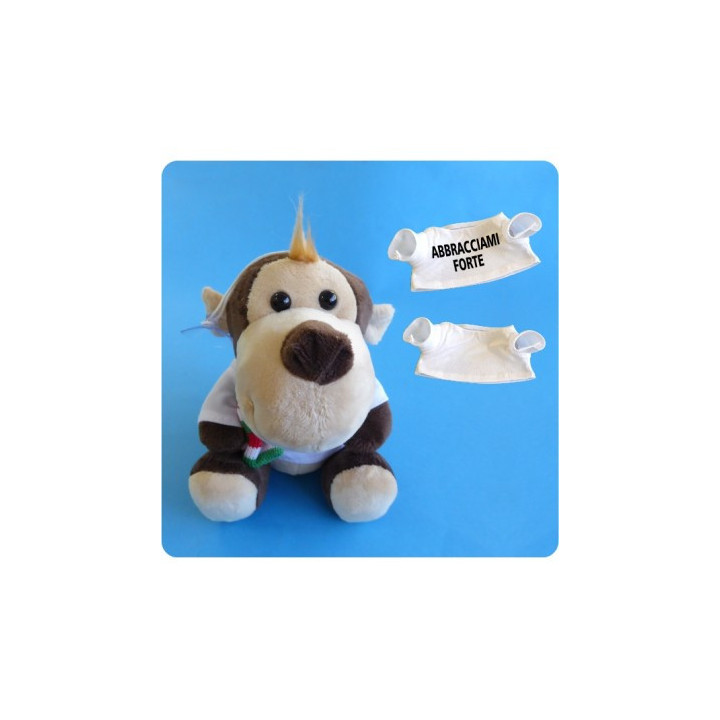 PELUCHE SCIMMIA CON SCIARPA E T-SHIRT DA PERSONALIZZARE