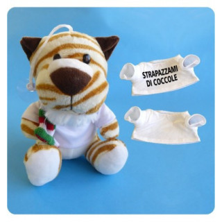 PELUCHE TIGRE CON SCIARPA E T-SHIRT DA PERSONALIZZARE