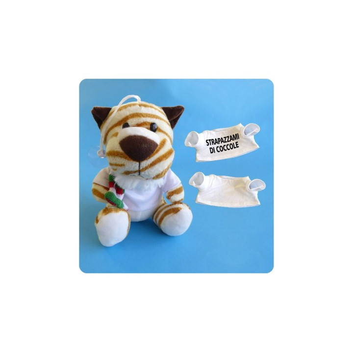 PELUCHE TIGRE CON SCIARPA E T-SHIRT DA PERSONALIZZARE