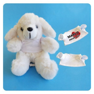 PELUCHE CANE BIANCO CON T-SHIRT DA PERSONALIZZARE