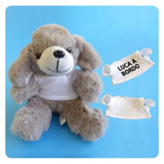 PELUCHE CANE TORTORA CON T-SHIRT DA PERSONALIZZARE