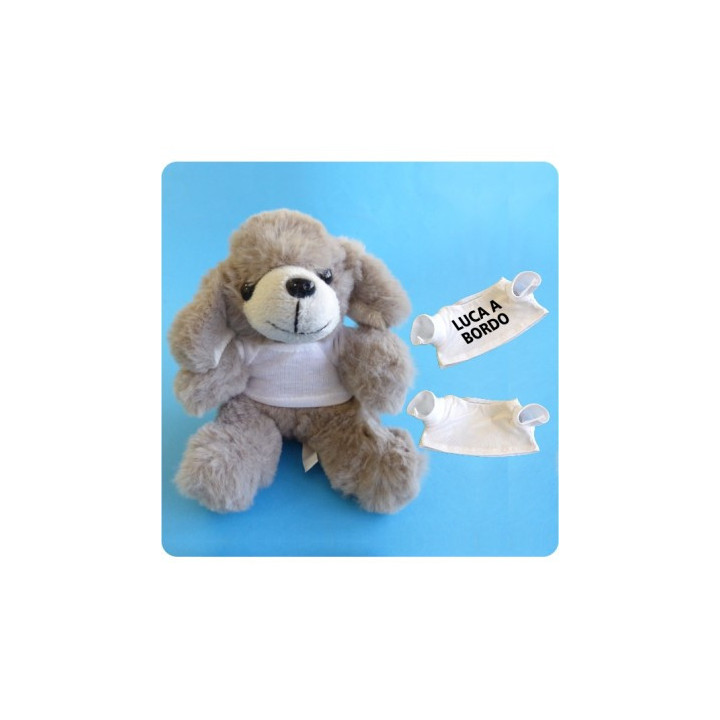 PELUCHE CANE TORTORA CON T-SHIRT DA PERSONALIZZARE