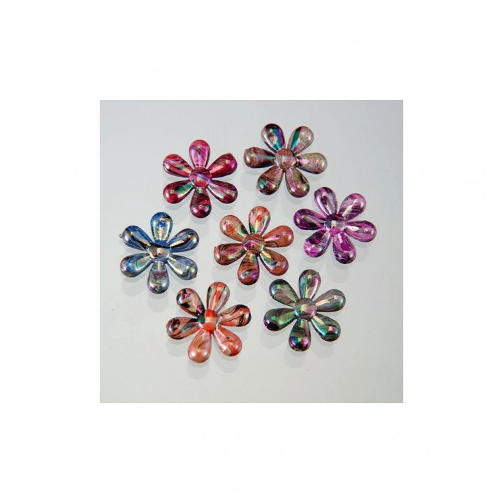 FIORE IN PLASTICA COLORI ASSORTITI  Ø 23mm. Confezione da 0,5 KG.