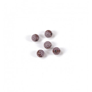 GRANI IN PLASTICA MARRONE CON PUNTINI IN ARGENTO  Ø 8 mm. CONFEZIONE DA 1 kg