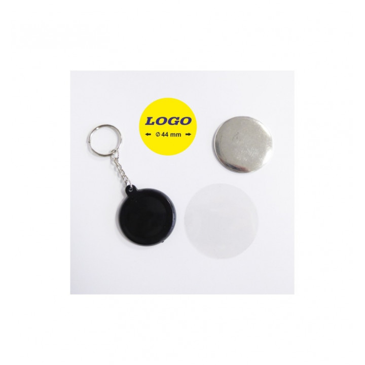 TONDO DIAM 44mm PORTACHIAVI  PLASTICA NERA, CATENA ANELLO