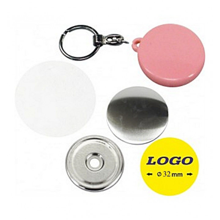TONDO DIAM 32mm PORTACHIAVI PLASTICA E CATENA IN METALLO