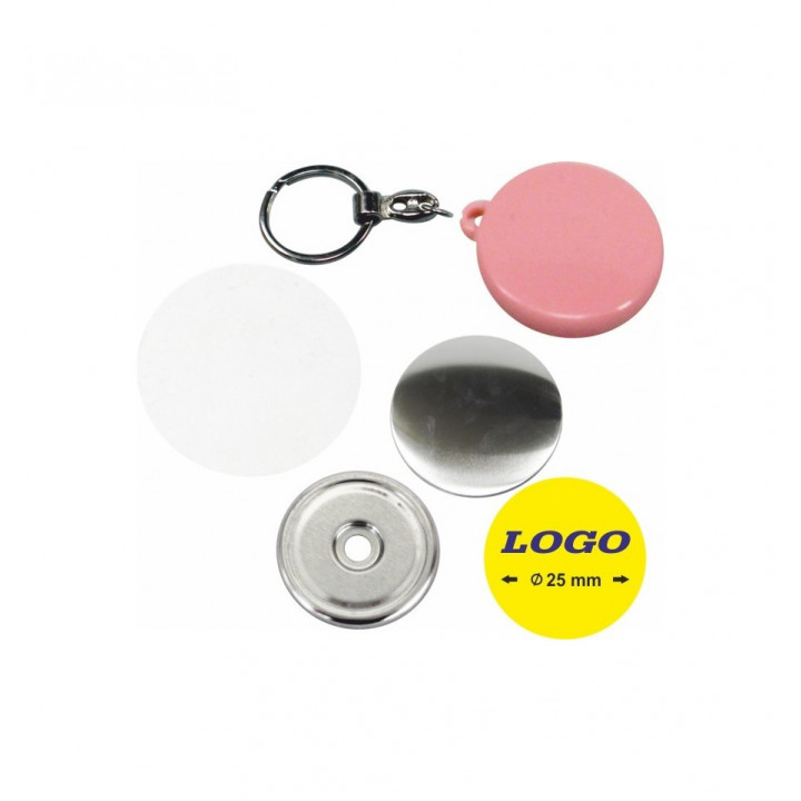 TONDO DIAM 25mm PORTACHIAVI PLASTICA E CATENA IN METALLO