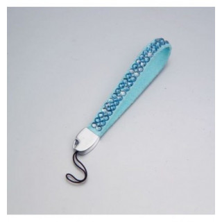 PORTA CELLULARE  IN VELLUTO AZZURRO CON STRASS mm 100x10