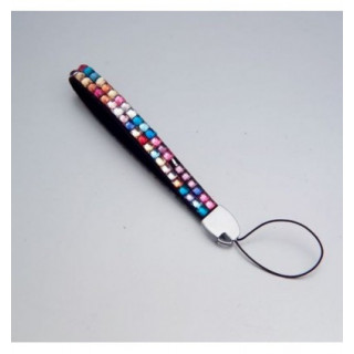 PORTA CELLULARE IN VELLUTO NERO CON STRASS COLORATI mm 100x10