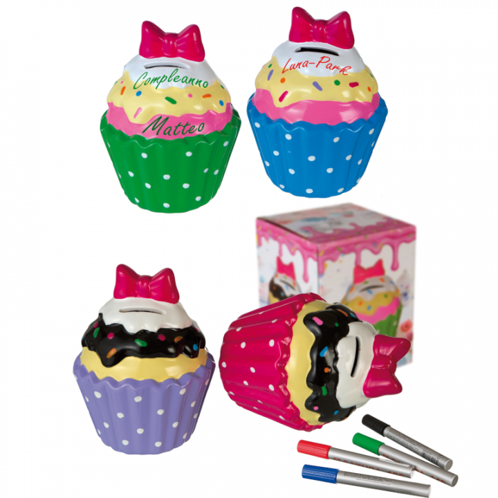 SALVADANAIO IN CERAMICA LACCATO CUPCAKE 11,5X11X15X5H