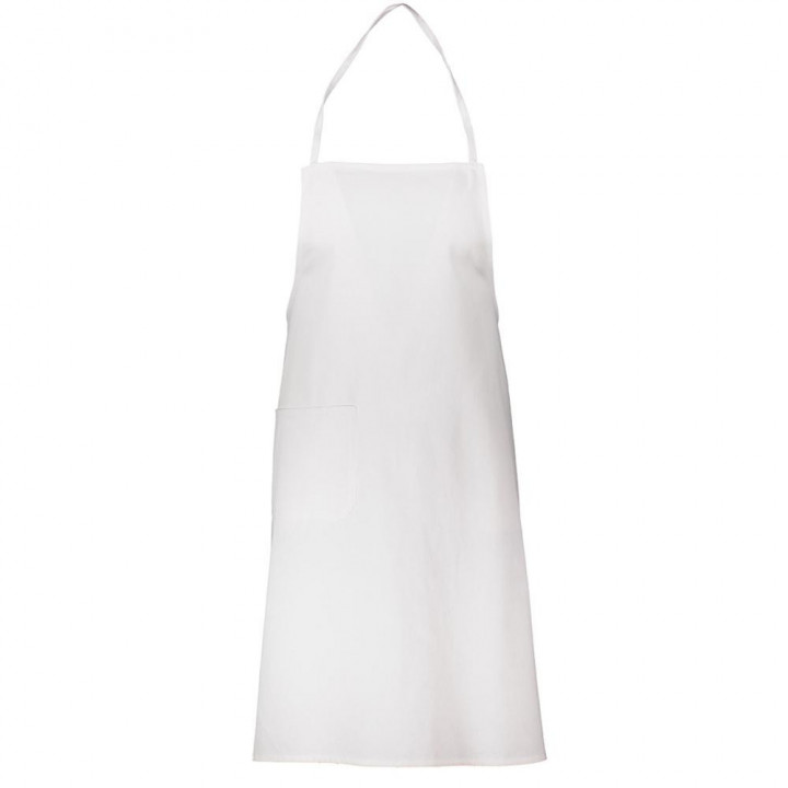 GREMBIULE LUNGO CON PETTORINA BIANCO 100% POLIESTERE