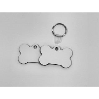 MEDAGLIA PET A FORMA DI OSSO, HDF 6x3,8 cm SPESSORE 3 mm, RETRO BIANCO