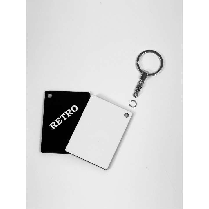 PORTACHIAVI IN HDF RETTANGOLARE 7x5 cm SPESSORE  3 mm, RETRO NERO PER LA SUBLIMAZIONE