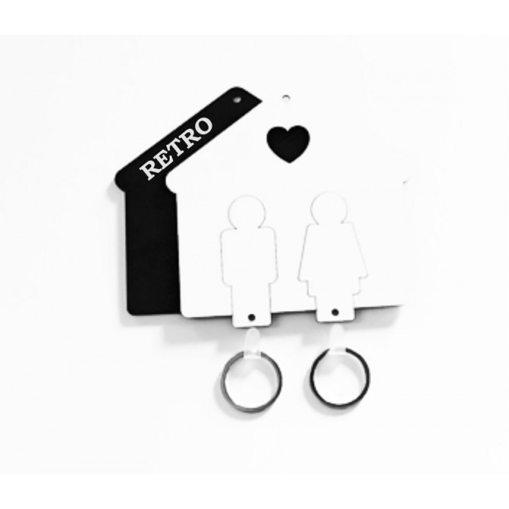 HDF 16,5X16 cm SPESSORE 6 mm CASETTA UOMO/DONNA , PER LA SUBLIMAZIONE, RETRO NERO