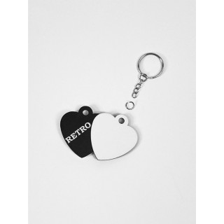 HDF PORTACHIAVI A CUORE 5,1X4,6 cm SPESSORE  3 mm , RETRO NERO PER LA SUBLIMAZIONE