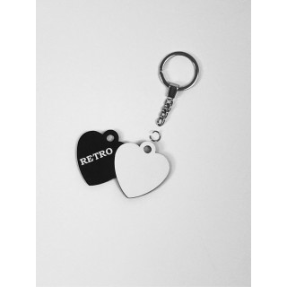 HDF PORTACHIAVI A CUORE 5,1X4,6 cm SPESSORE  3 mm , RETRO NERO PER LA SUBLIMAZIONE