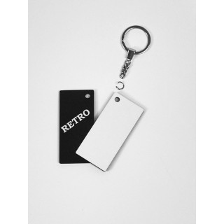 HDF PORTACHIAVI RETTANGOLARE 7,5X3,6 cm SPESSORE  3 mm, RETRO NERO PER LA SUBLIMAZIONE