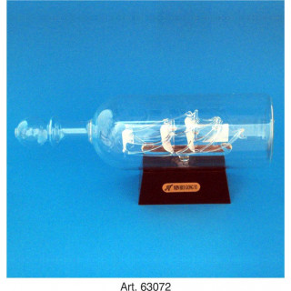 BOTTIGLIA CON BARCA GRANDE +LED 27x12 cm