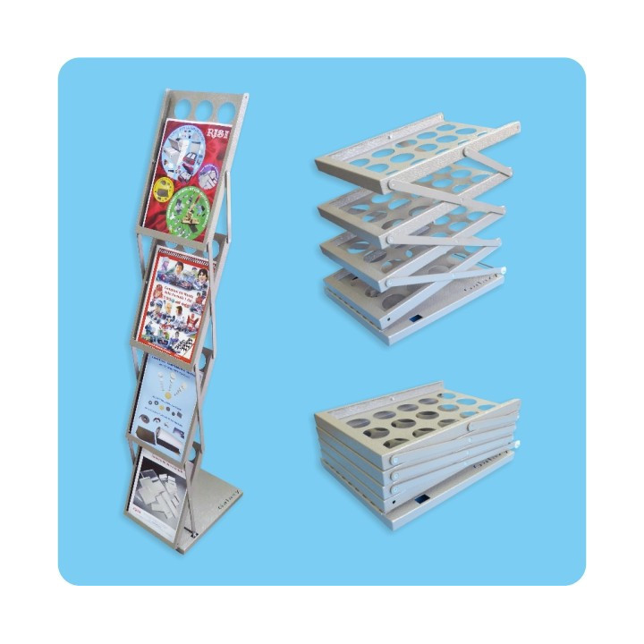 ESPOSITORE PIEGHEVOLE IN METALLO 27x36x15 cm CHIUSO, 27x36x137 cm APERTO